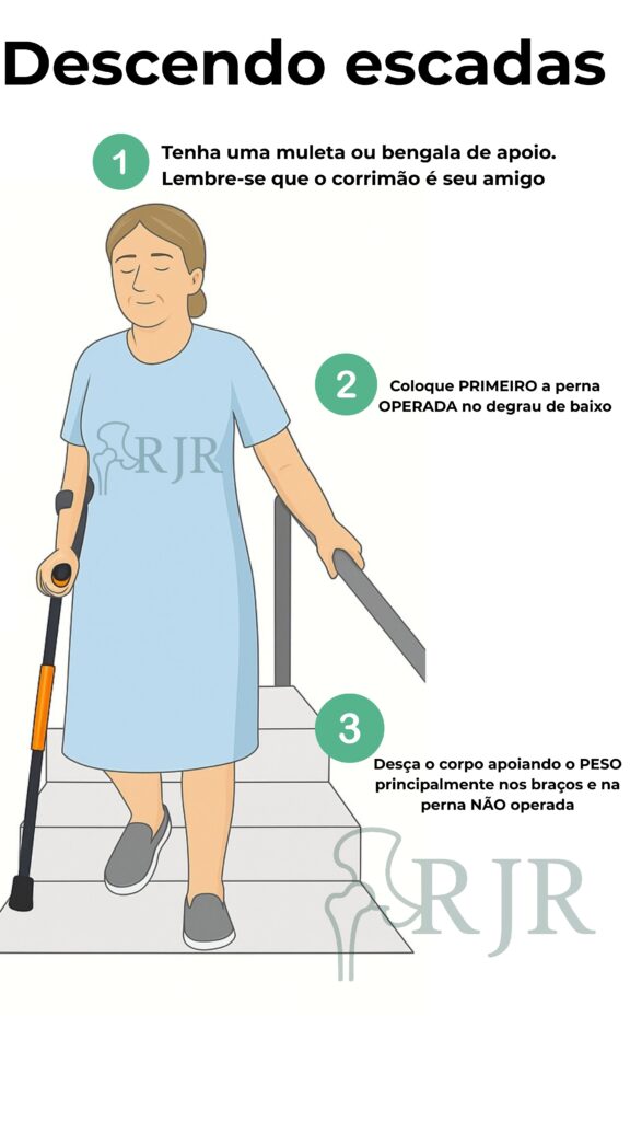 Como subir escadas apos cirurgia/com muletas